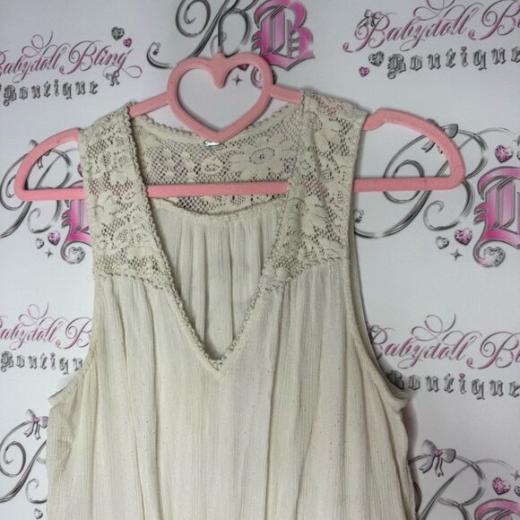 Free people dress Aztec embroidered embroidery cream white boho hippie flowy - Picture 12 of 13